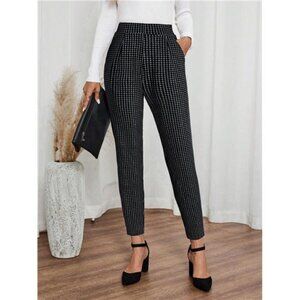 Retro Plaid Pattern Casual Pants For Everyday Wear Pantalones De Mujer